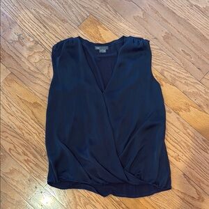 Vince Black Sleeveless Wrap Blouse